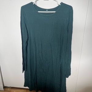 Teal Long Sleeve Flowy Mini Dress